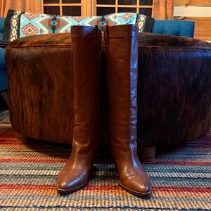 Marc Fisher Brown Knee-High Western Leather Boots